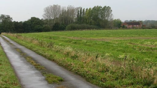 Heading west towards Burgh St Peter on Middle Lane. Moorgreen Cottages are on the right. See 593716 for the view to the south-west from this point.