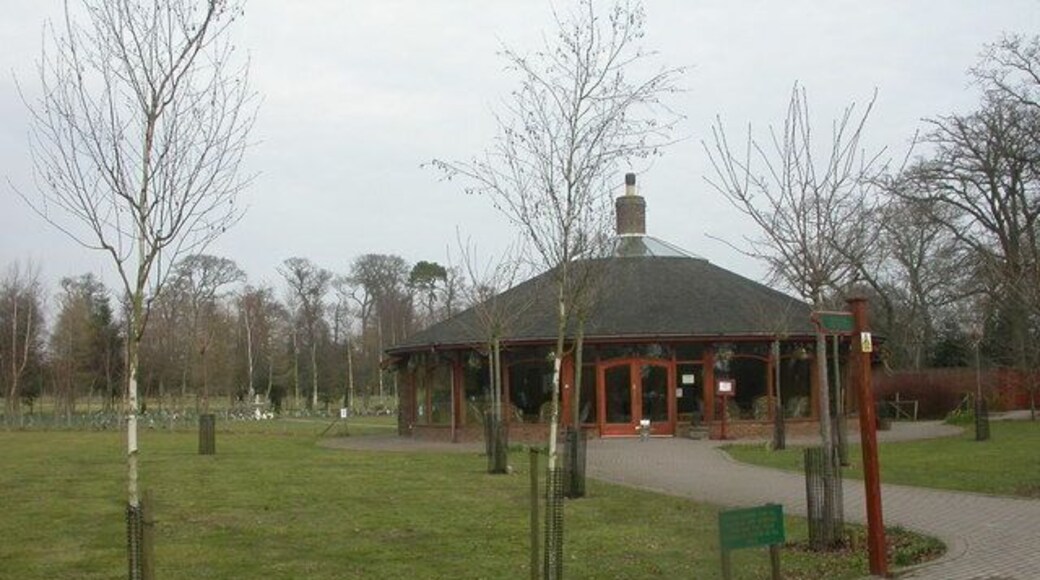 Hinton Park, Woodland Burial Ground For those who do not necessarily want a religious setting for their funeral & interment; view of service centre & part of the extensive burial ground. For more information, see http://www.woodlandburialground.co.uk/woodland-sites/hinton-park/
