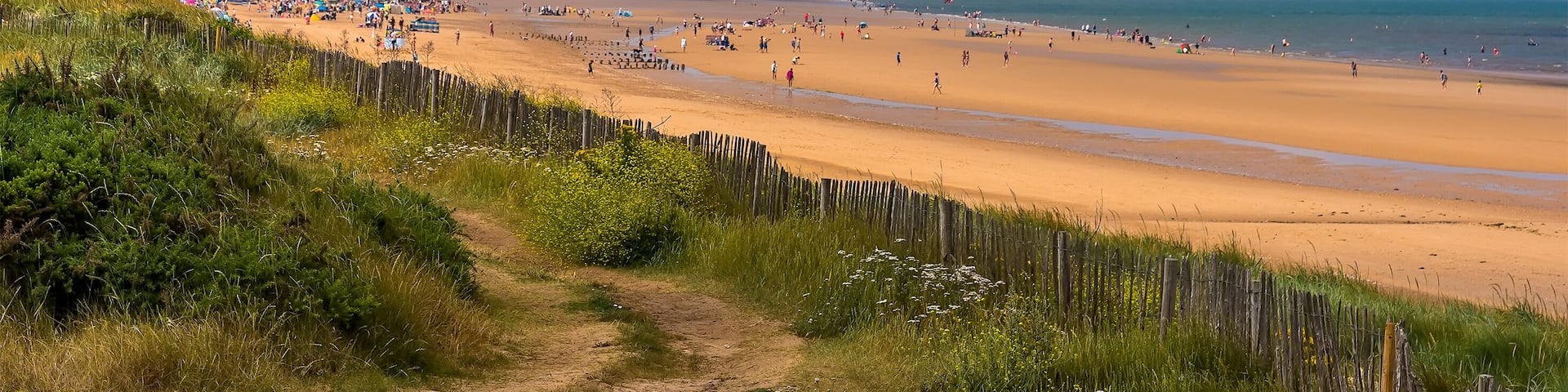 A panorama view along Brancaster Beach, Norfolk, UK