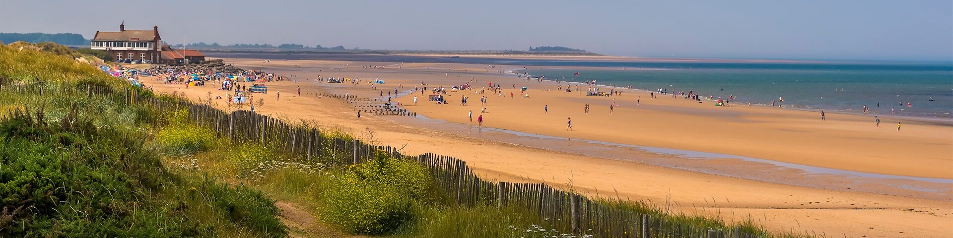 A panorama view along Brancaster Beach, Norfolk, UK