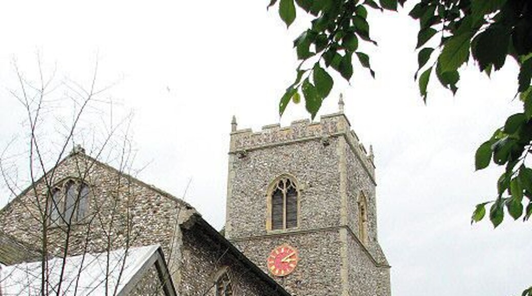 St Mary's church. St Mary's church, built in the 14th century by using remains of the Roman camp, has been extensively restored during the 19th century when the building received new roofs, and again in the 20th century when new pews and the east window were installed > 834477 - 834480. Earlier, in the 17th century, restoration work was done on the south windows. The elaborately carved font canopy, however, was donated in 1493 and still covers the original C14 font > 834491 - it has been repaired, and is held in place and supported by a metal frame with telescopic mechanism so that it can be elevated when the font is being used. Two massive C17 almsboxes with three locks each still stand at the west end. The chancel was repaired in 1831/32 by the Rev'd Henry Holloway at the expense of the parishioners. The east window glass was inserted in memory of the Rector's wife, Muriel Constance Amy Daubeney (d. 1907) > 834483 - 834486. The church is open every day. For more information see: http://www.norfolkchurches.co.uk/brancaster/brancaster.htm