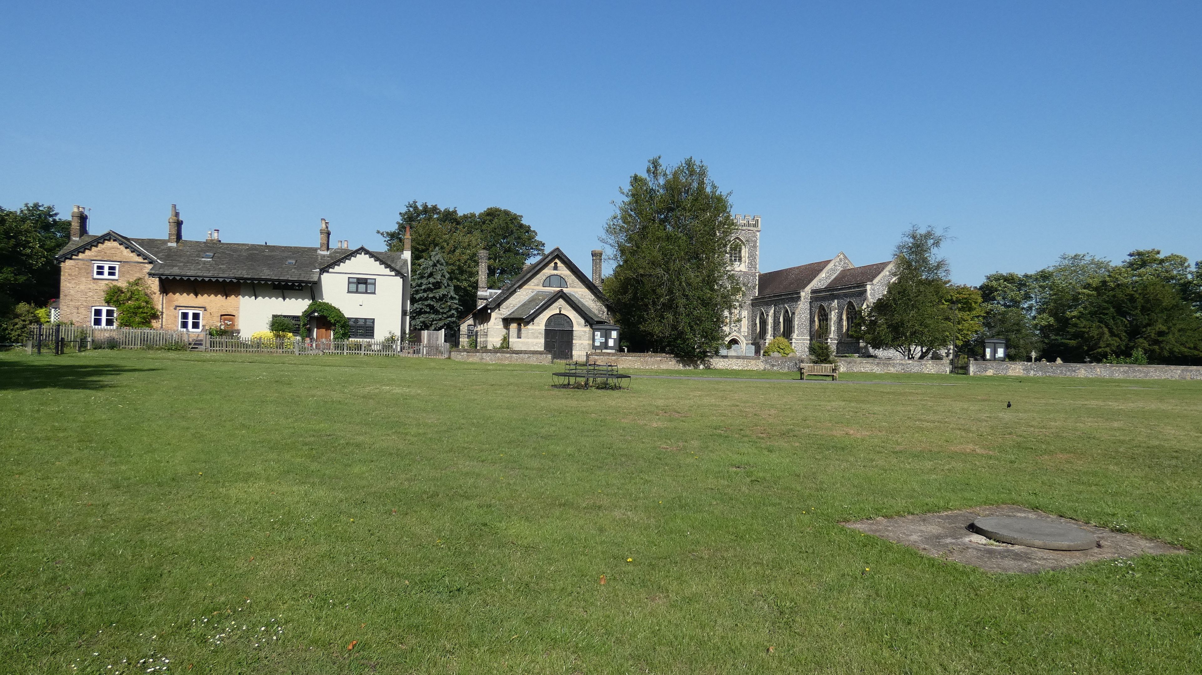 The church on the green and a great day for a wedding