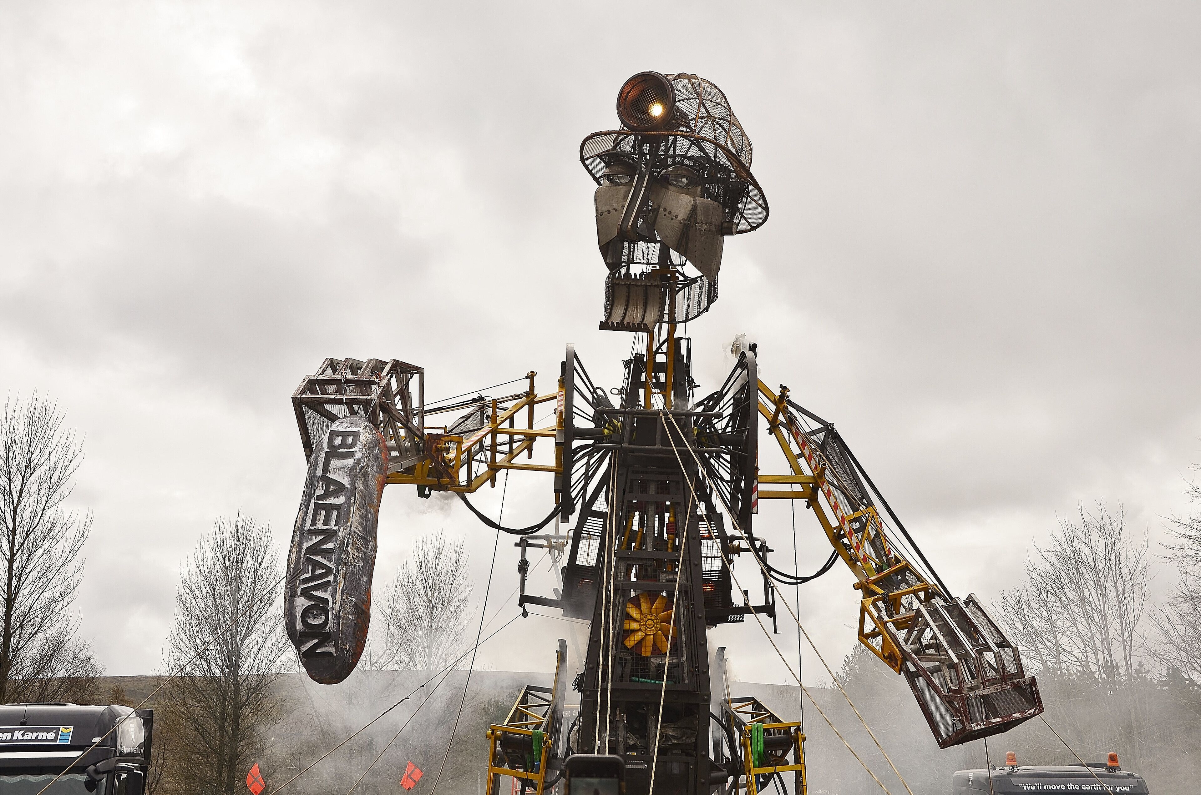 A large drilling rig with the name "Blaenavon" on its side.