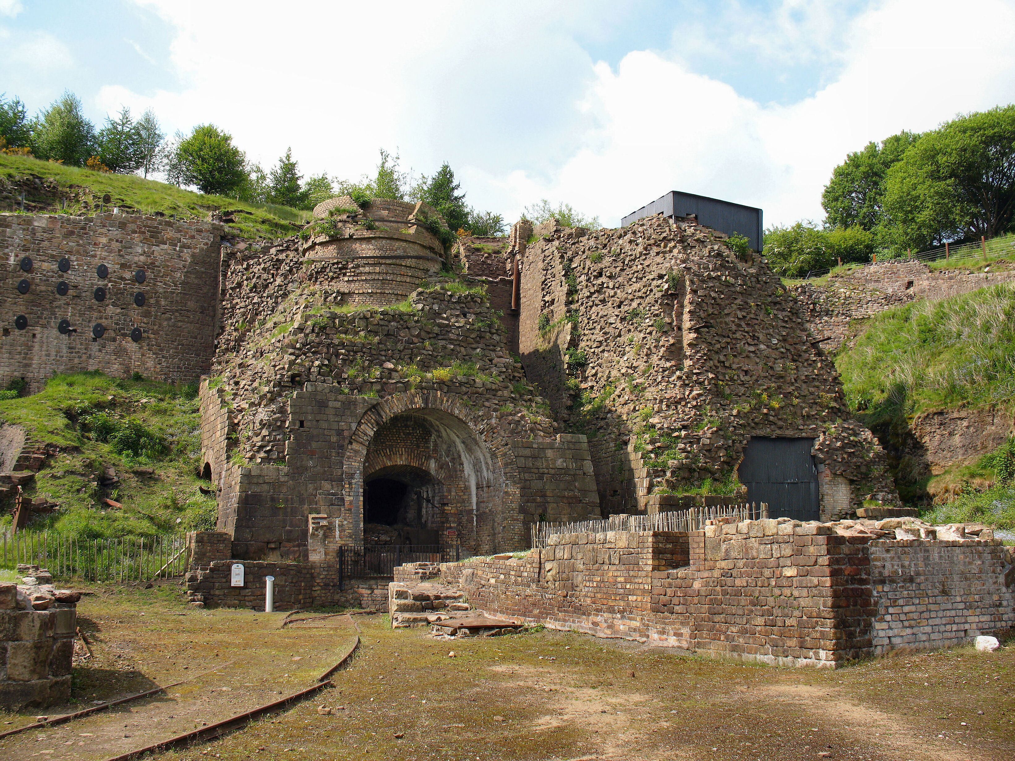 Two furnaces at Blaenafon Ironworks, Wales.