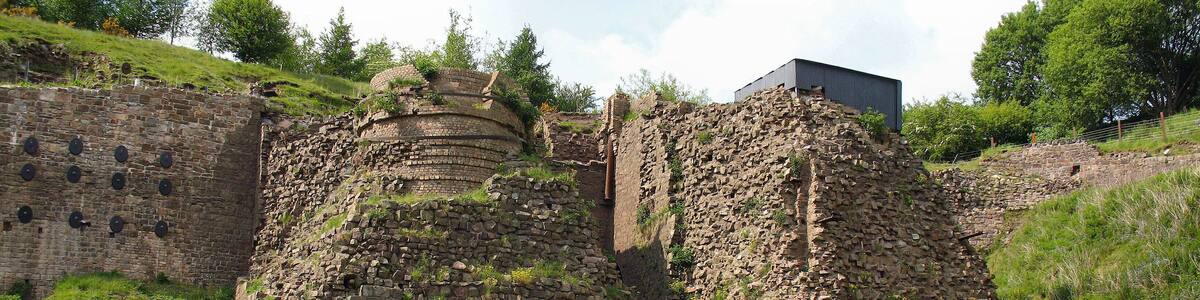 Two furnaces at Blaenafon Ironworks, Wales.