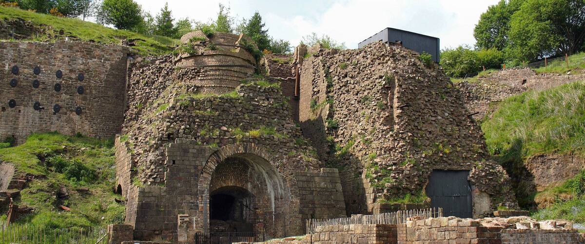 Two furnaces at Blaenafon Ironworks, Wales.