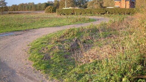 Near to North End Farm, Bisterne. Farm track leading from the B3347.