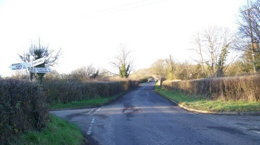 Road junction near Bishop's Caundle A junction of minor roads.