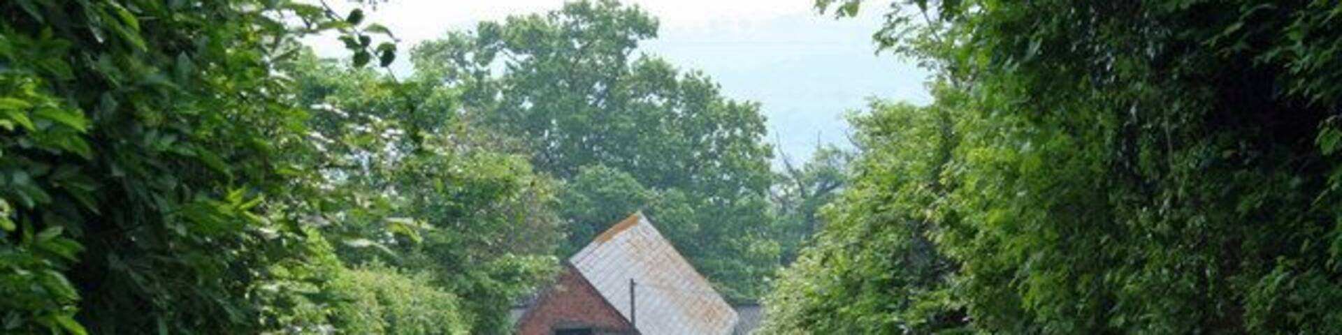 Down The Slope View down hill towards Pied House farm.