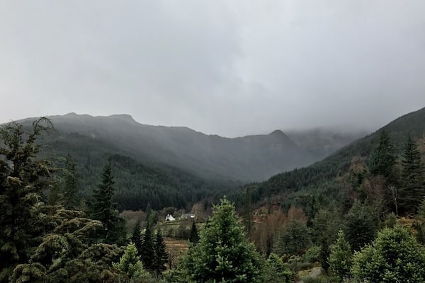 Benmore botanical gardens with the rain moving in. Really nice place for a day out. Lots to see and do and some nice viewpoints like this.