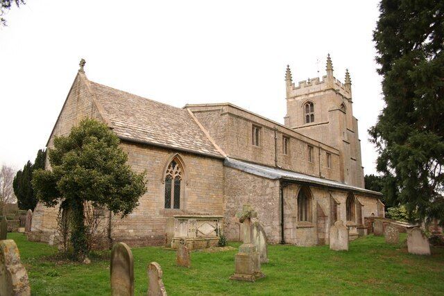 Church of England parish church of St John the Baptist, Baston, Lincolnshire. Most of the building is Perpendicular Gothic but the chancel was rebuilt in about 1860.