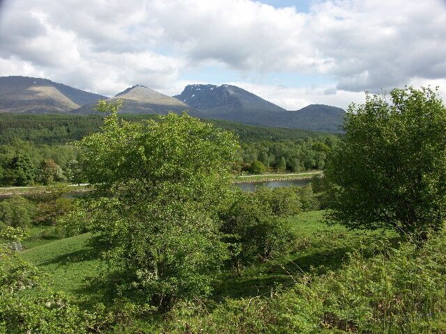 Caledonian Canal and Ben Nevis from near Muirshearlich on the B8004.