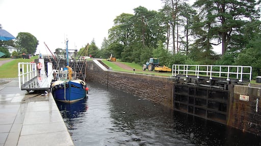 The lower locks of Neptune's Staircase, a series of eight locks on the Caledonian Canal enabling the waterway to negotiate the 20 metre difference in elevation from Loch Lochy to Loch Linnhe. The vast array of boats through here means there is always a good subject for photographers.
