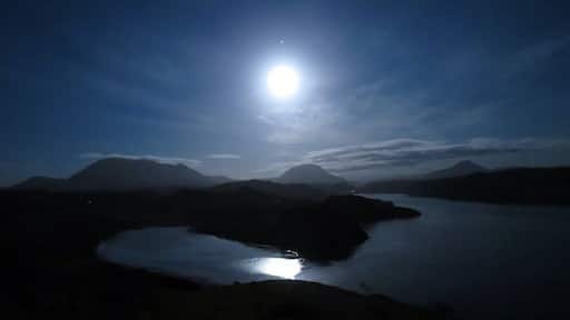 Moonlight over Loch Inshard, again taken from the garden of our holiday home. A remote part of Scotland but really beautiful.