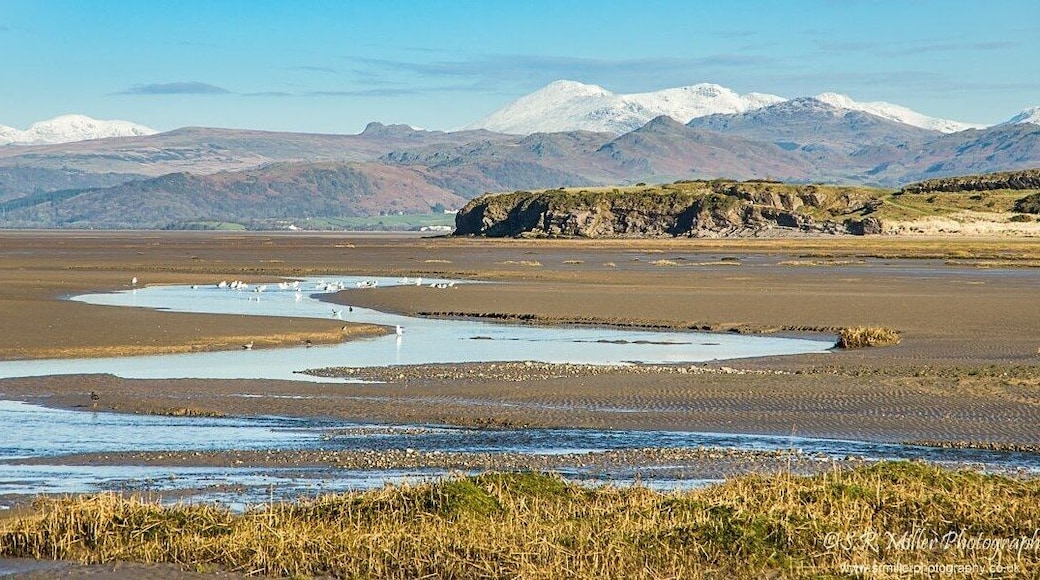 Askam beach with the Coniston Fells in the distance