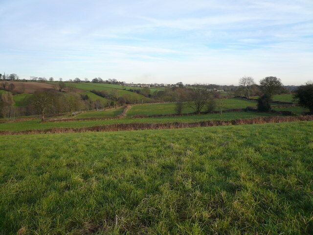 View across fields to Woolley Moor