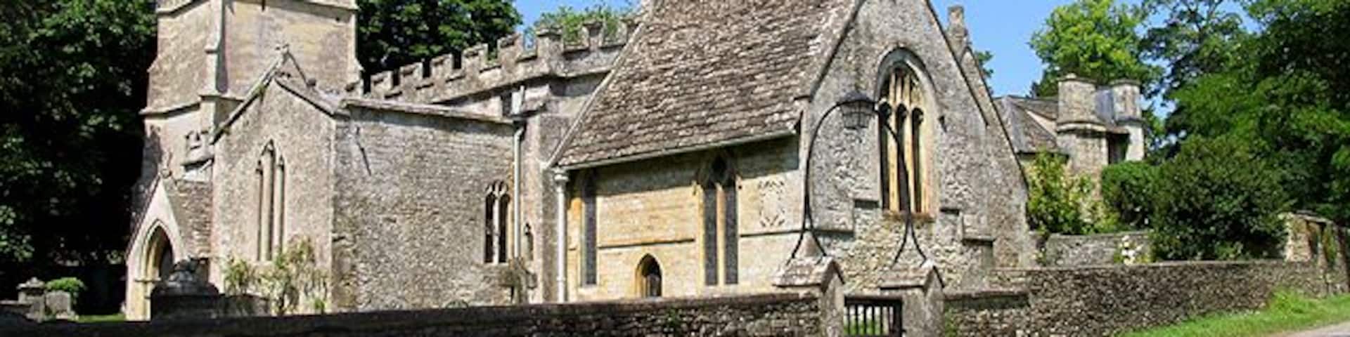 Church in Ampney Crucis. The church is in the north western section of the square.