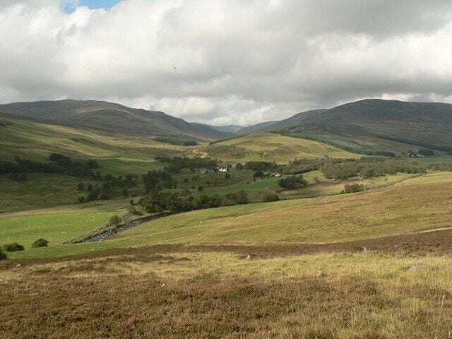 View up Glen Beanie The white house in the centre of the picture is at Dalvanie, and beyond is Glen Beanie.
