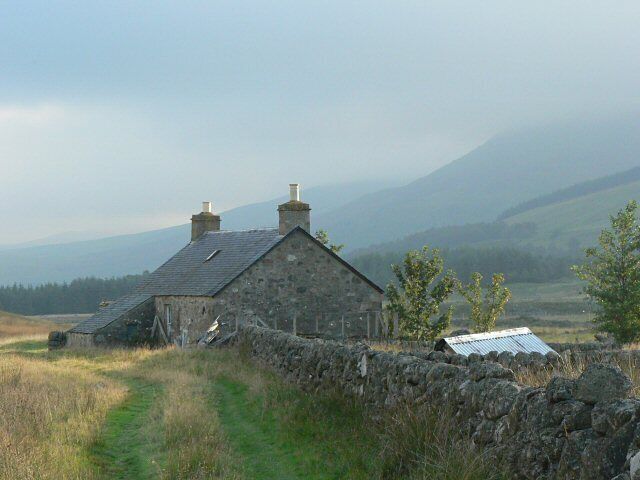 Dail na Sneachd This cottage is reached by a grassy track south of Fergus in Glen Isla. The view on an evening like this one must surely make up for the lack of a road and electricity.