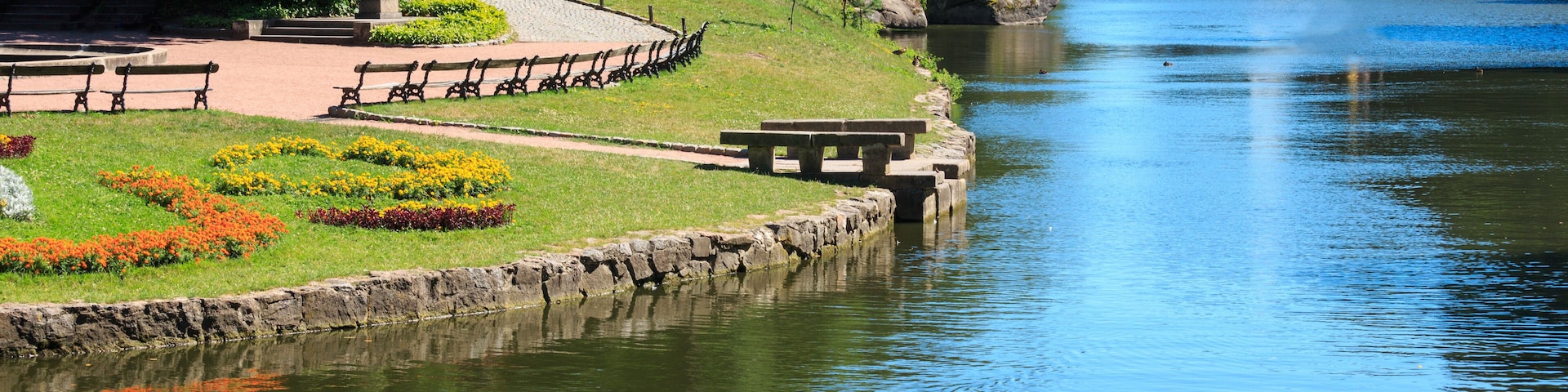 Summer Sofiyivka Dendrology Park, Fountain "Snake", Uman, Ukraine.