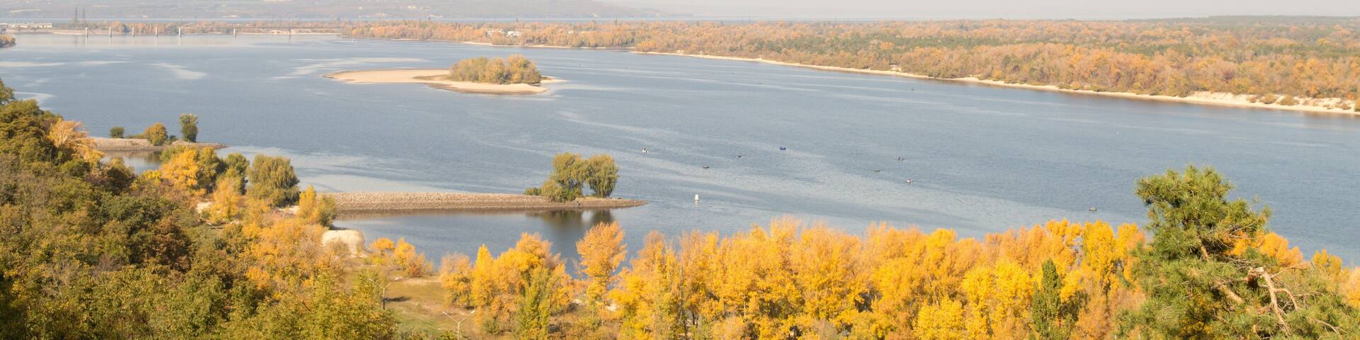 View of the Dnieper River in autumn, Kaniv, Ukraine, Tarasova Hill (Chernecha Hora)