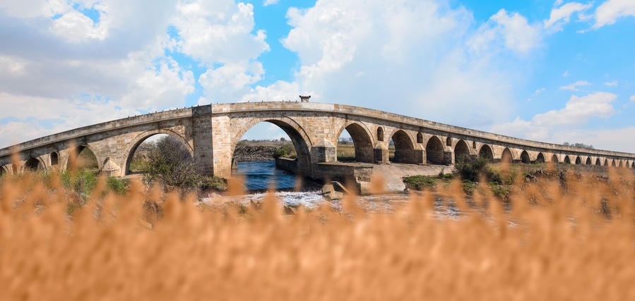 The historical bridge of Uzunkopru is an achievement of engineering and connects the two riversides of Ergene river