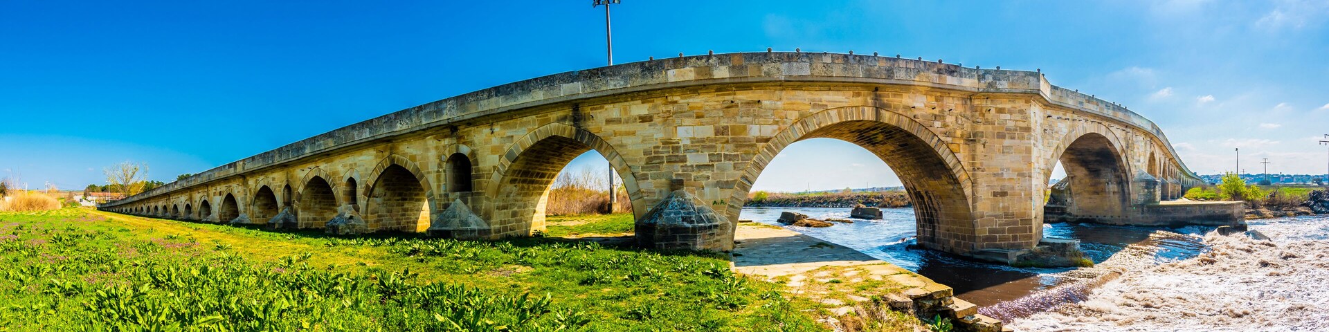 The longest stone bridge of world in Uzunkopru Town of Turkey