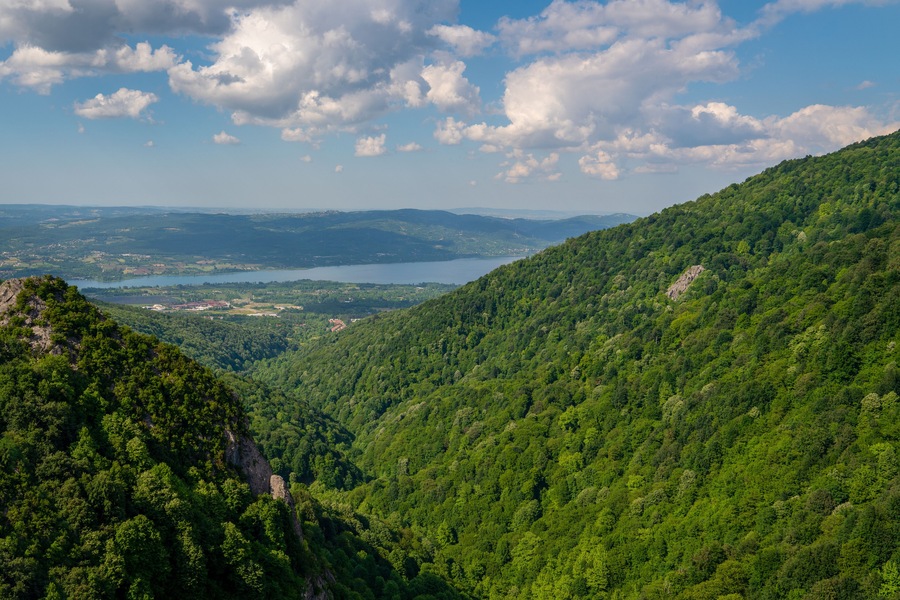 View from glass observation terrace called Ayri Gezegen in Turkish. Masukiye, Kartepe, Kocaeli, Turkey.