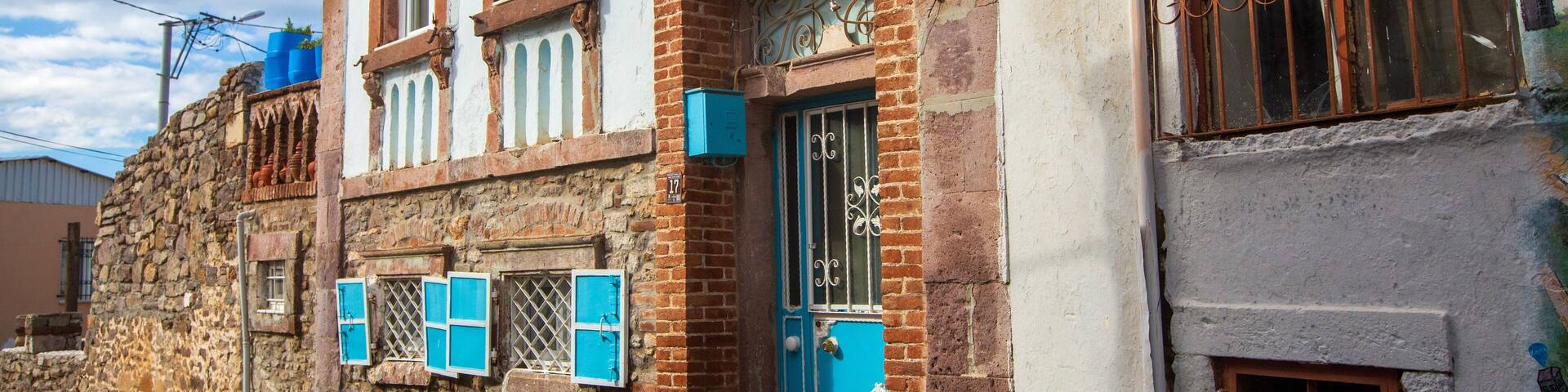 Kucukkoy - Ayvalik - Balikesir, October 04, 2025, A village with its historical texture, old houses and colorful streets. Balikesir - Turkey