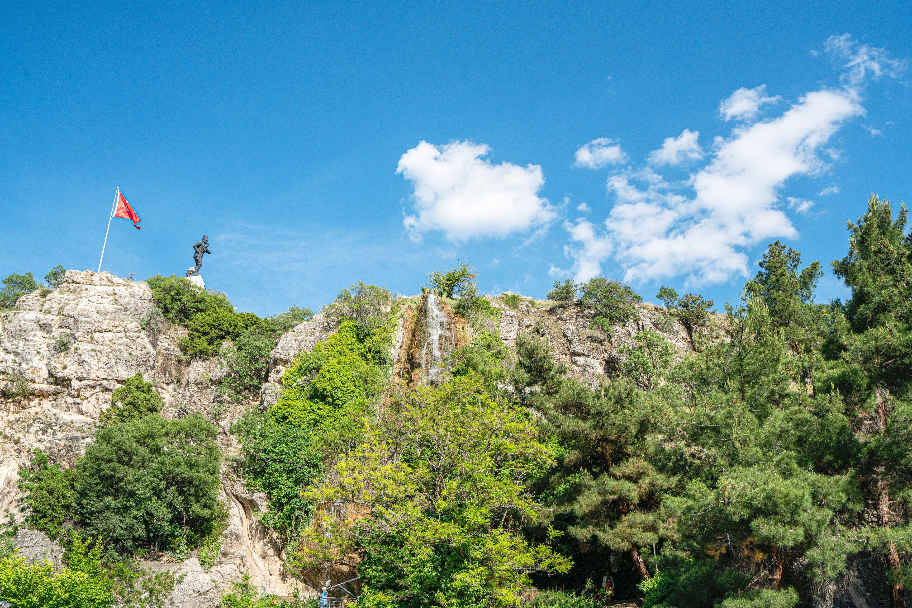 The scenic views of Suçıkan waterfall, which is one of the arms of the Büyük Menderes river, organized as a park in Dinar, Turkey 