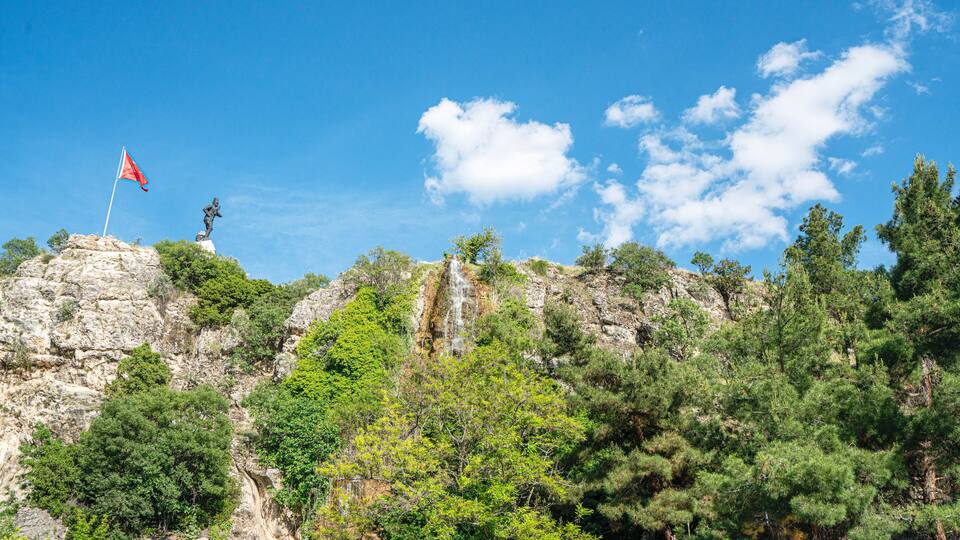 The scenic views of Suçıkan waterfall, which is one of the arms of the Büyük Menderes river, organized as a park in Dinar, Turkey