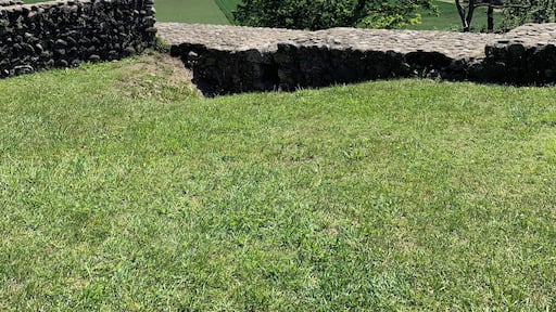 Ruins of a former castle, along a nice bike path.