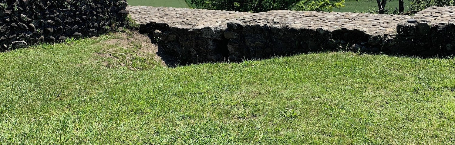 Ruins of a former castle, along a nice bike path.