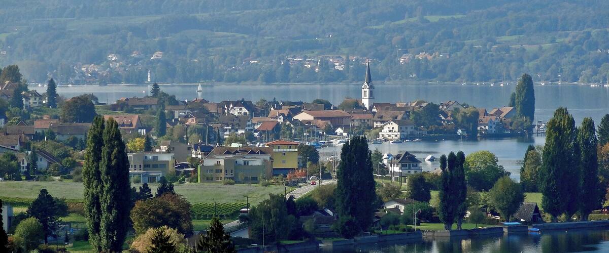 View of Berlingen TG from Arenenberg Castle, Switzerland