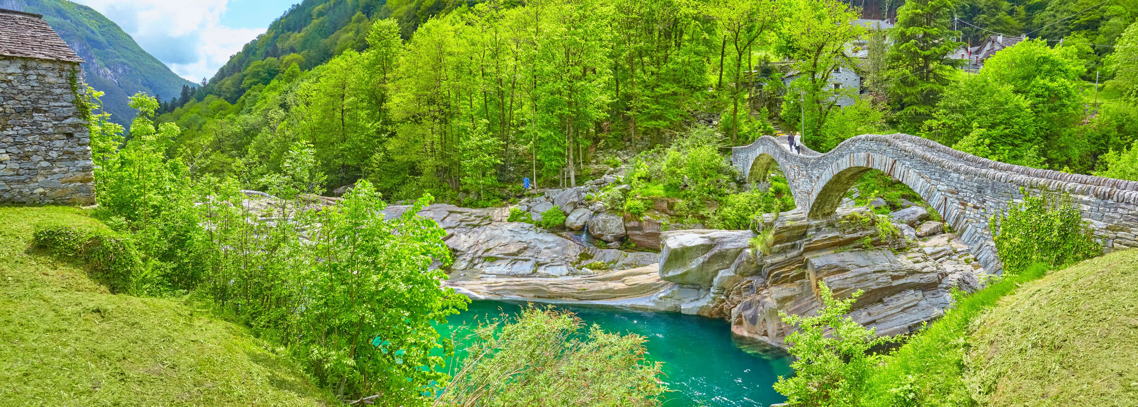 Famous bridge at Lavertezzo in Switzerland.