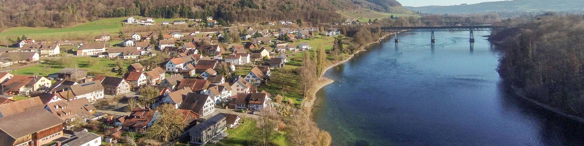 Switzerland, Canton of Schaffhausen, aerial views of Hemishofen