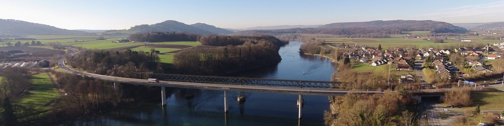 Switzerland, Canton of Schaffhausen, aerial views of Hemishofen