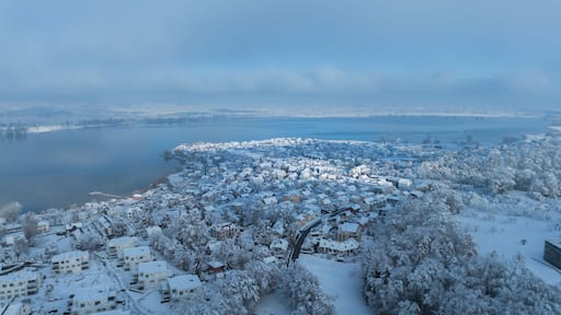 Ermatingen, Schweiz im Schnee, Bodensee, Dorf