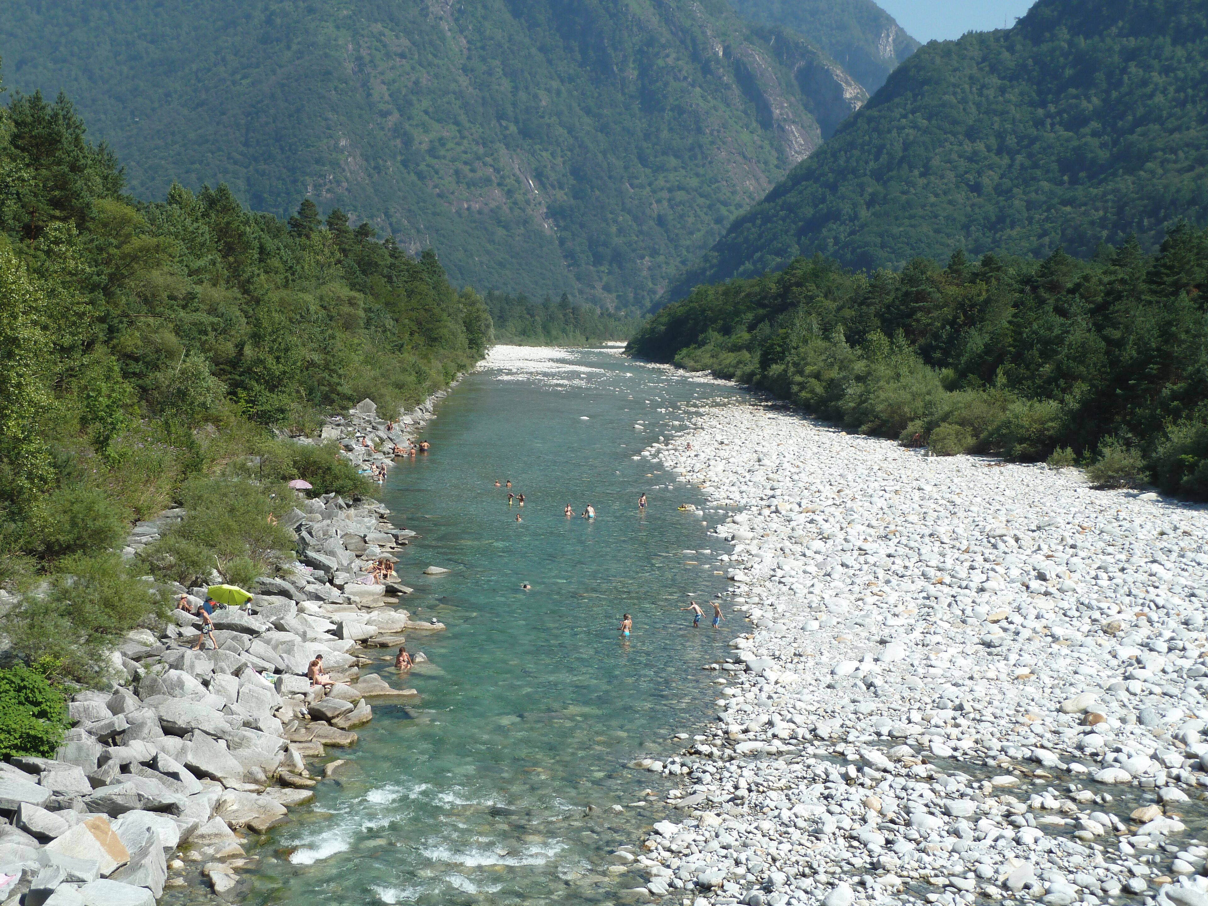 The river Maggia in Valle Maggia, Ticino, Switzerland.