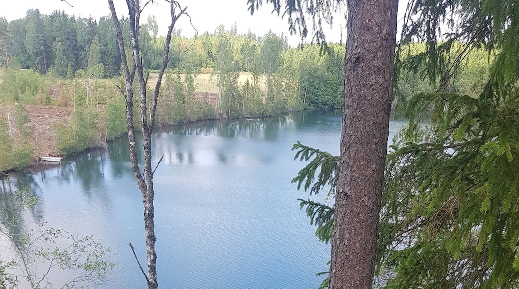 Sweden, Pikesjön in SmÄland. This is a quarry. What I've heard it's 14meter high up, I only jumped from 6 meter. It's very beautiful, clear and cool water. Great experience.