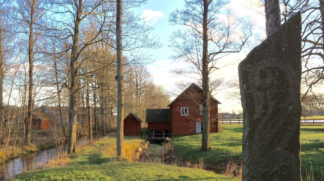 A nice spot for history buffs and a good picnic place. The peacestone is in memory of the peace of 1645, when one side of this river was Danish. Lots of information on boards around here.