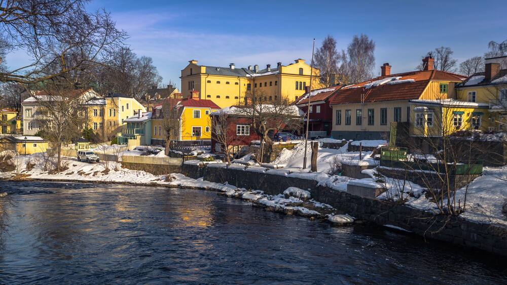 Gavle - April 01, 2018: The historic center of the town of Gavle, Sweden