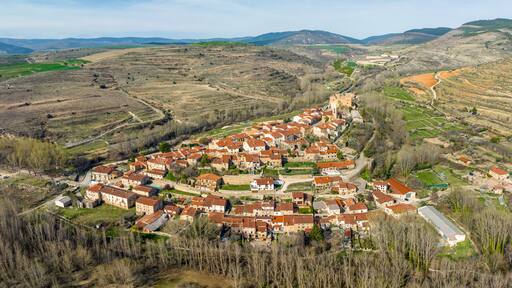 Panoramic aerial view Yanguas city Spain