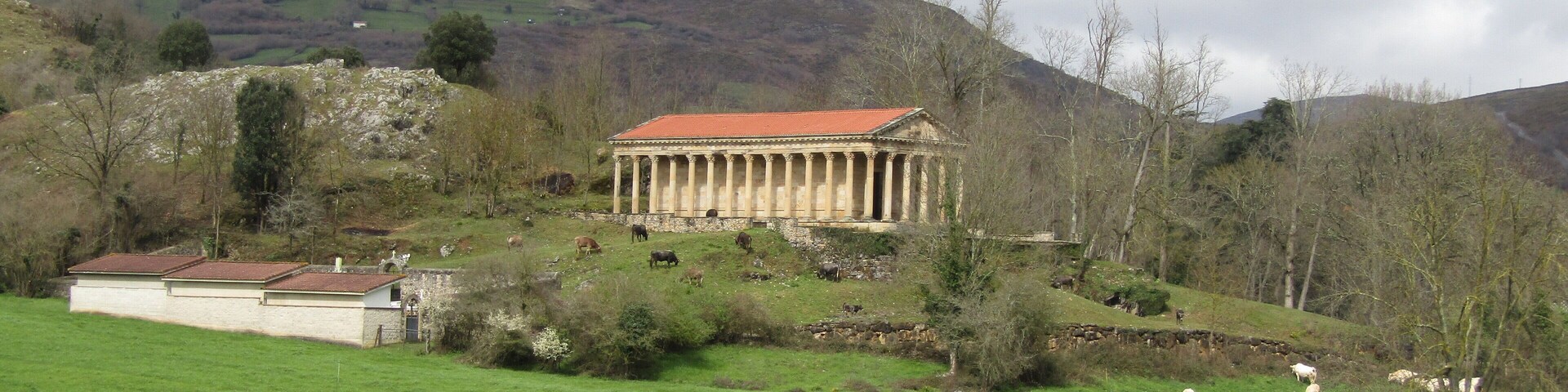 The parish church of Saint George is a Catholic church located next to the Hornillos Palace which is located in the hamlet of Las Fraguas, Arenas de Iguña, Cantabria, Spain. The church was built in 1890 and is designed in a neoclassical-style which mimics the Roman Pantheon. It was built at the behest of the Dukes of Santo Mauro and stands on a site of a medieval hermitage. The building architectural elements include architraves, cornice, and triangular pediment and is one of the very few important and rare neoclassical buildings in Cantabria. On the southern side of the church there is a small cemetery. The church was eventually donated to the near-by village of Las Fraguas and now serves as that communities parish church. During the Spanish Civil War the church was used by the republicans as a prison.