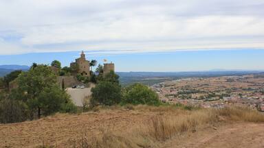 Vista del castell del Castellvell i Solsona des del turó de Castellvell, on hi ha les excavacions.
