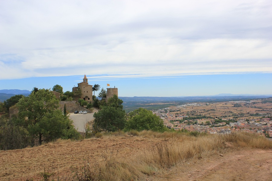 Vista del castell del Castellvell i Solsona des del turó de Castellvell, on hi ha les excavacions.