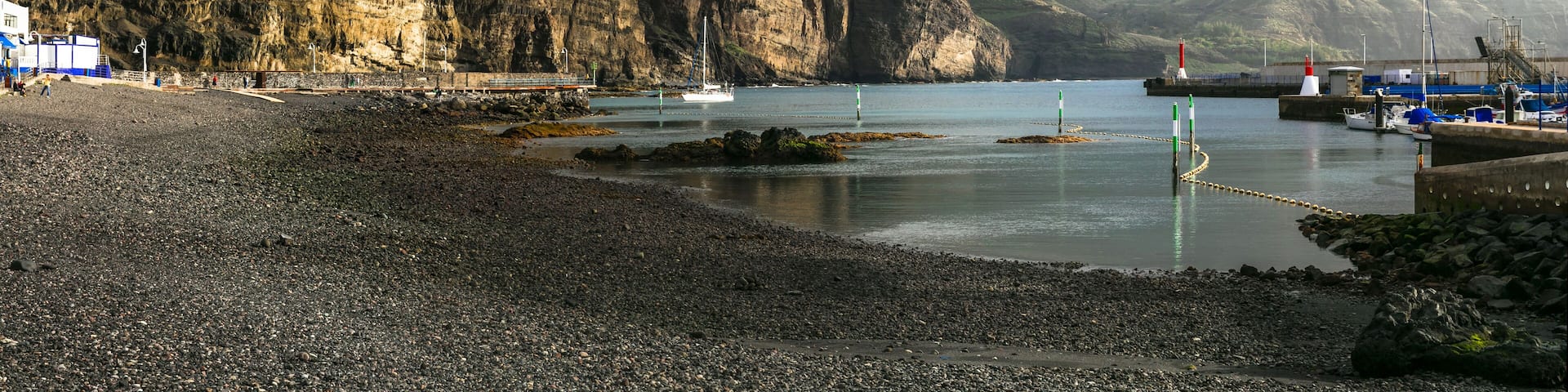 Volcanic island Gran Canaria and amazing black sand beaches. Puerto de las Nieves