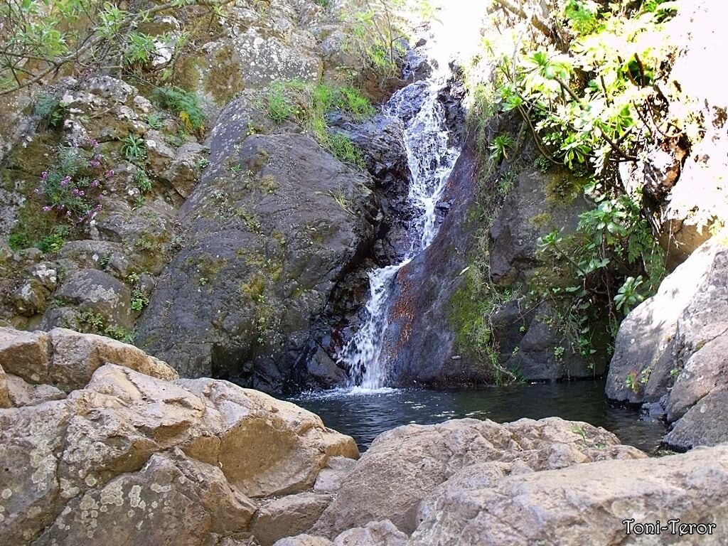 Agua cayendo en la charca