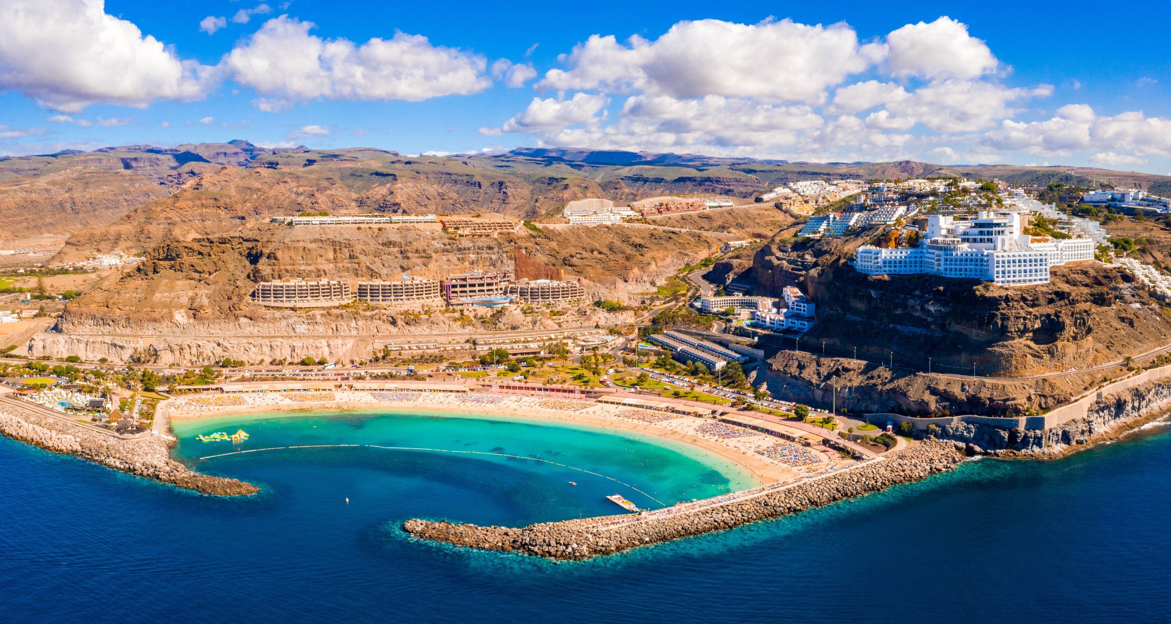 Aerial view of the Gran Canaria island near Amadores beach