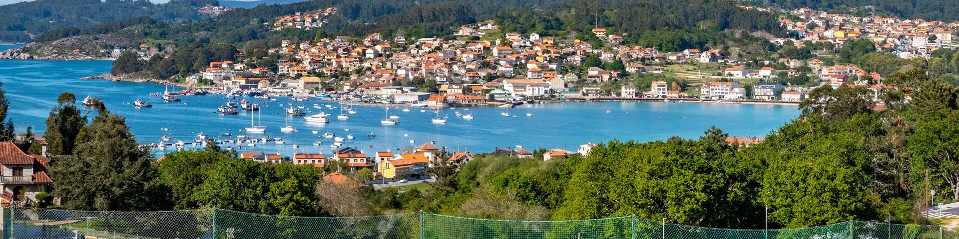 Aldan, Galicia, Spain - April 7, 2023: Aldan Bay